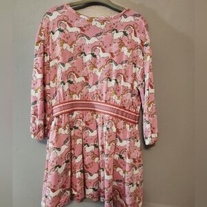 Mini Boden Pink Unicorn Rainbow Dress 2-3